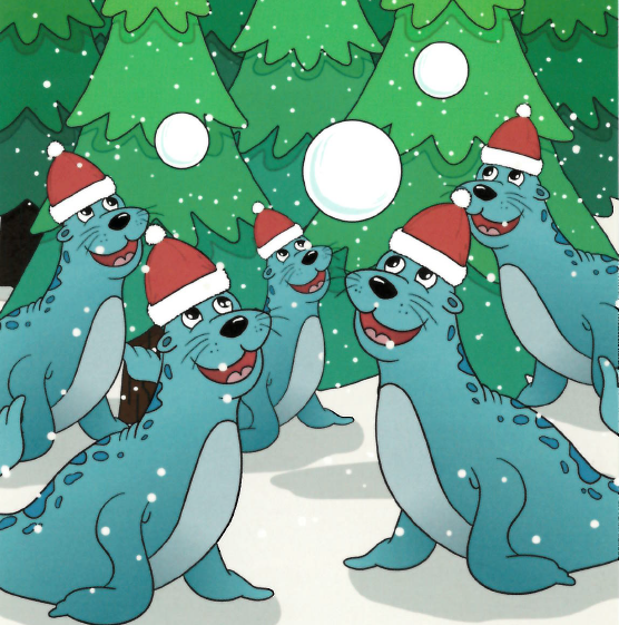 Seehunde mit Schneebällen 